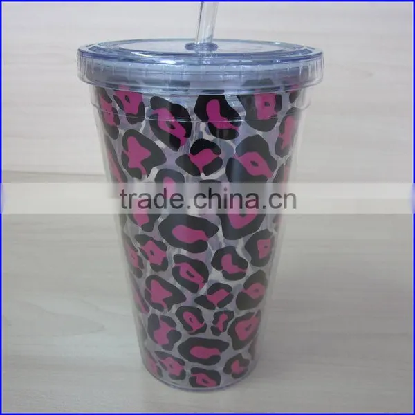 BPA Free Acrylic Double Wall 16 oz Tumblers With Straw FDA Standard PVC or Paper Insert Mugs photo-2