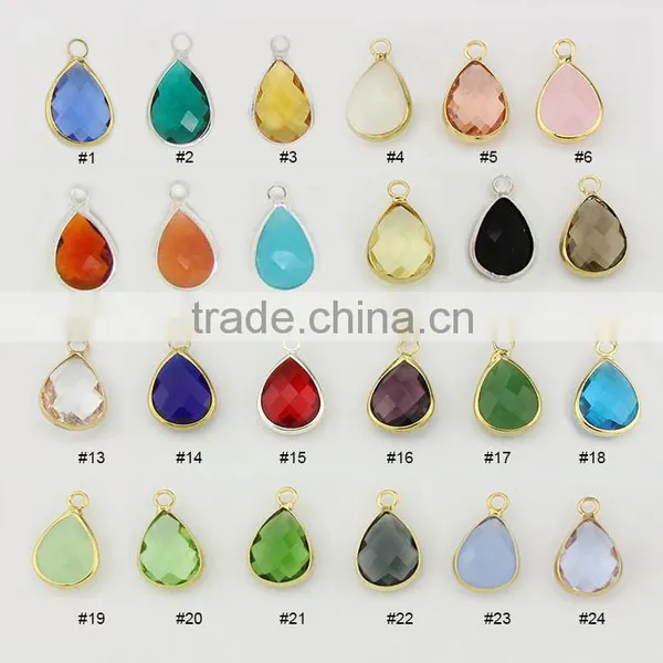 JF6577 Wholesale Crystal Glass Bezel Teardrop Pendants photo-2