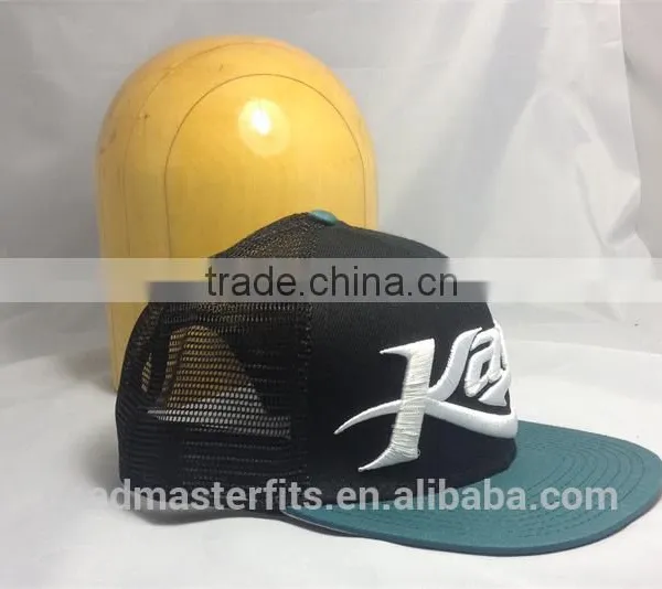 Wholesale Custom Blank Plain 3D Embroidery Flat Brim Trucker Cap Mesh Cap photo-2