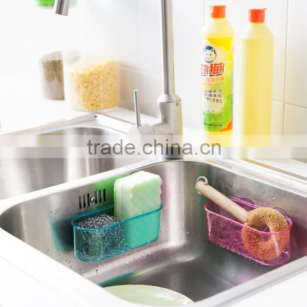 Kitchen Color Transparent Double Sucker Draining Box/multipurpose Storage Rack