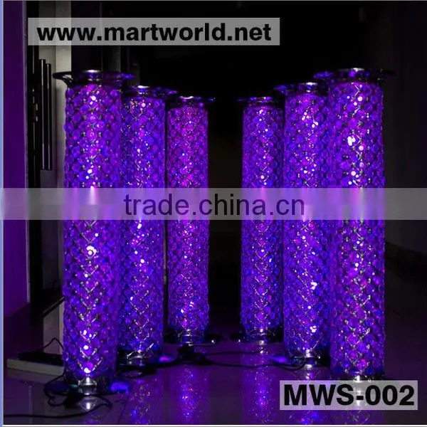 1m Silver LED crystal decorative pillar columns for weddings.lighted led columns pillars for sale ,for wedding aisle(MWS-002)