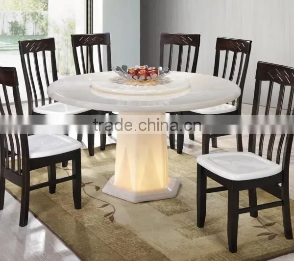 Marble Dining Table Wooden Chair Glowing Table Stand photo-2