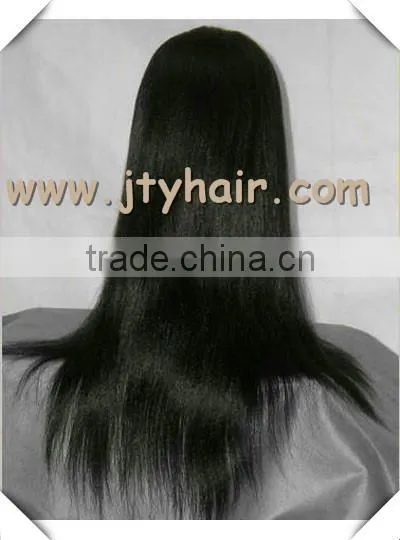 Hot Beauty Fashional Style 22" #1B Yaki Straight, Bleached Knots, Indian Remy Hair Lace Front Wig photo-3