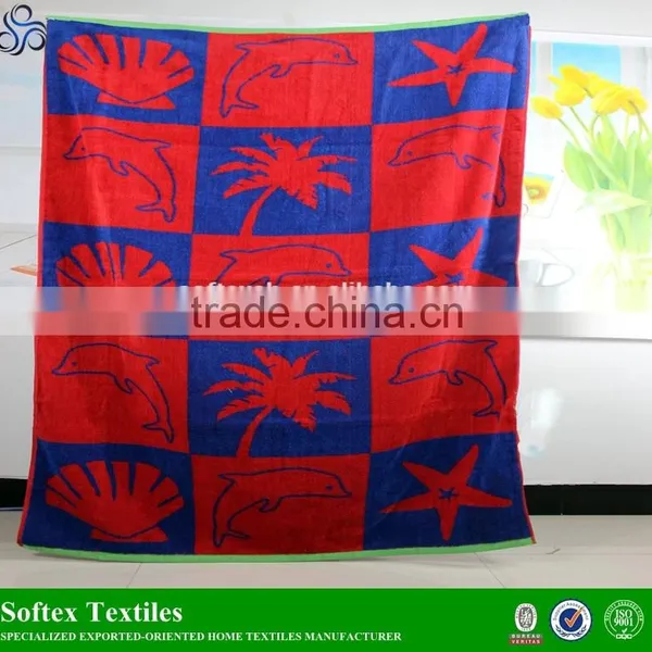 China Supply Large Cotton Yarn Dyed Jacquard Seashell Beach Towels photo-3