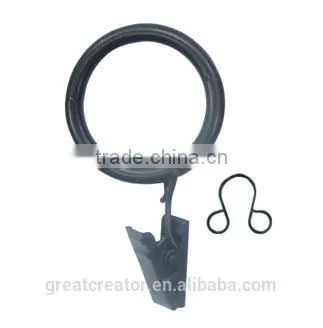 Matt Black Metal Curtain Ring W/Clip for 13mm/16mm/19mm Curtain Rod photo-4