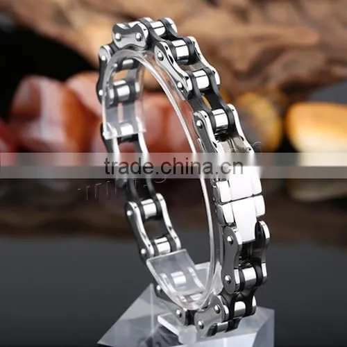Stainless Steel Bike Chain Bracelet Plated, for Man & Two Tone