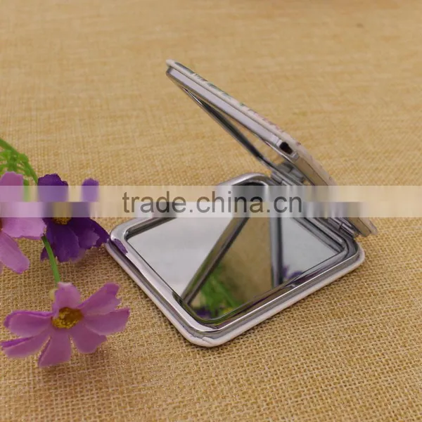 Delicate PU Mirror Pocket/flowers Leather Pocket Mirror/ Cute Cosmetic Mirror Custom Supplier's Choice photo-2
