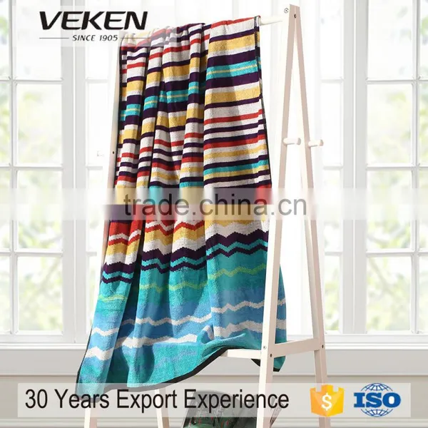 VEKEN Home Textile Yarn Dyed Wholesale Large 100% Cotton Beach Towel