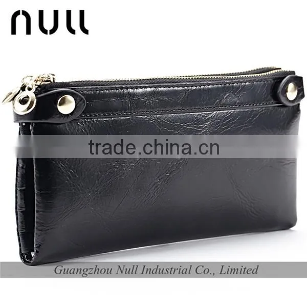 Professional Supplier Double Zipper Cheap Leather Purse for Lady photo-6