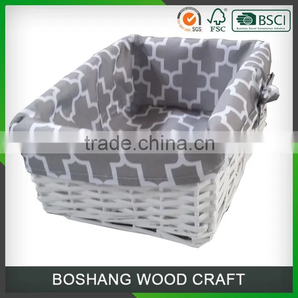 Classic White Fabric Wicker Muffins Food Basket photo-2