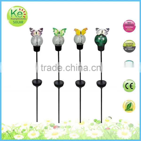 Glass Ball With Dancing Butterfly Solar Stake Light