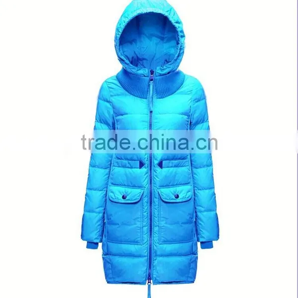 Womens Warm Mid-thigh Long Duck Down Coat Jacket, Custom Fishtail Winter Parka Women photo-3