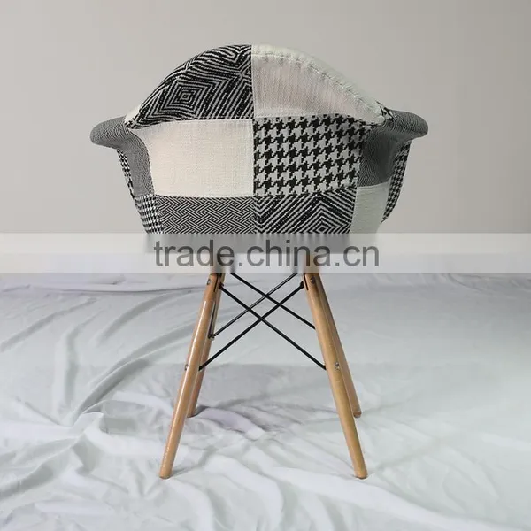 Replica Eiffel Tower Base Fiberglass Patchwork Dining Armchair With Wood Legs photo-4