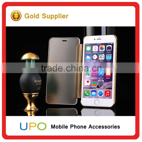 [UPO] New Arrival Luxury Full Curved Screen Clear View Flip Leather Electroplate Mirror Case for IPhone 6 Plus/6s Plus photo-6