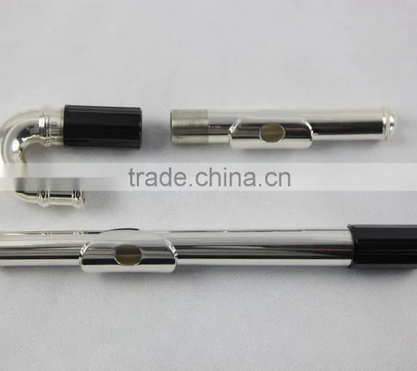 16 Holes Closed Key Silver Plated Flute for Children Double Mouthpiece photo-5