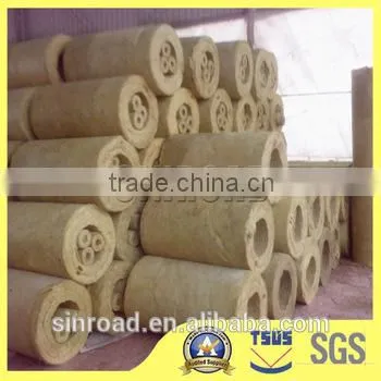 Materials Construction Water Insulated 80kg/m3 Rock Wool Pipe / Tube Fireproof Insulation photo-5