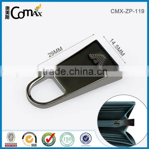 Black Custom Metal Zipper Puller Slider for Bag With Logo