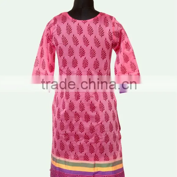 Chanderi Cotton Kurti/ Codding Embroidery Kurti photo-4