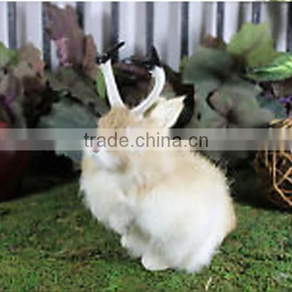 Tan Brown Jackalope Taxidermy Lying Rabbit Horns Easter Bunny photo-6