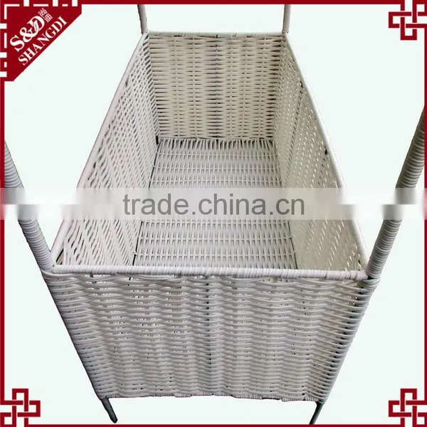 S&D Handicraft 3-layers PE Rattan Palstic White Hanging Storage Rack Shelves photo-4
