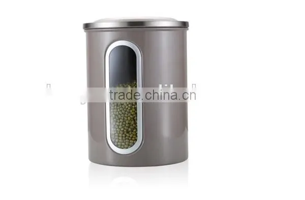 Brown Gray Stainless Steel Kitchen Canister Set With Lids photo-3