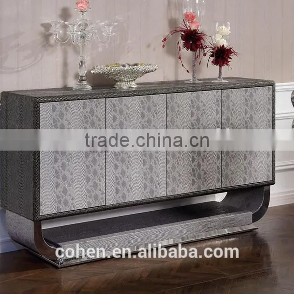 modern dining/kitchen cabinet/sideboard with stainless steel frame F107