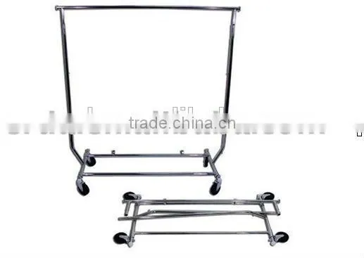 Commercial Grade Rolling Folding Clothing Garmetn Rack, Chrome photo-2