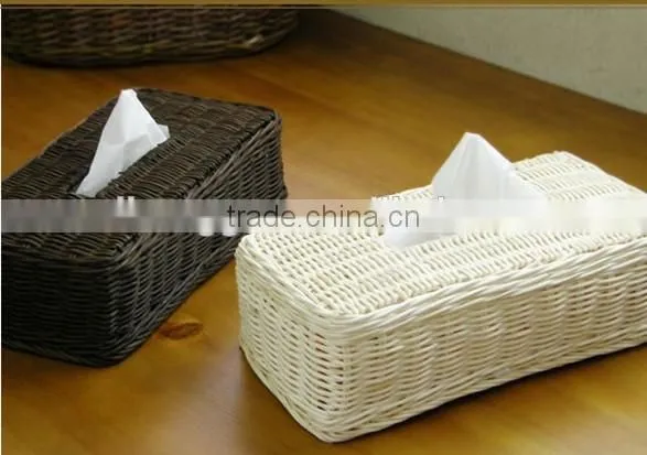RH-YF05 High Quality Rectangular Rattan Napkin Box Tissue Box photo-2