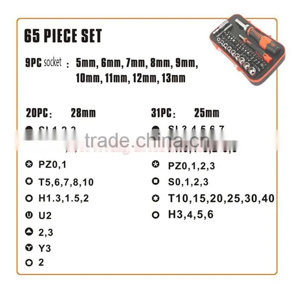65pcs Mini Bits Set Hand Socket Sets Ratchet Screwdriver Drive Wrench photo-3