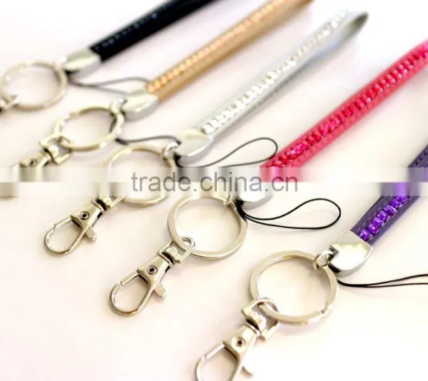 Promotion Gift PU Crystal Gem Lanyard, Swivel Snap Hooks, Key Ring Accembly, Acrylic Gem Key Chain photo-2