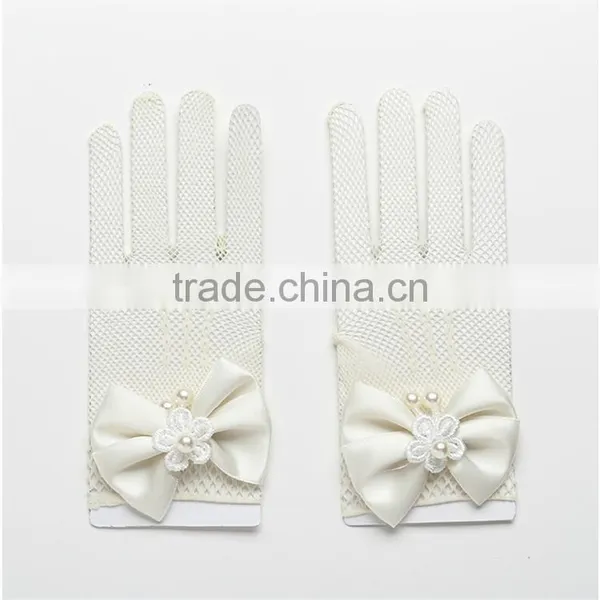 Royal Style Luury Flower Girls Party Gloves Waist Flowers Bow Decoration Childrens Little Girl Princess Manner Vintage Gloves photo-5