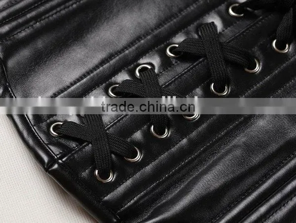 Surface High Quality Genuine Leather, 20 Double Steel Bone With5 Buckles, Back Lace-up Waist Trainer Corset Body Shaper photo-4