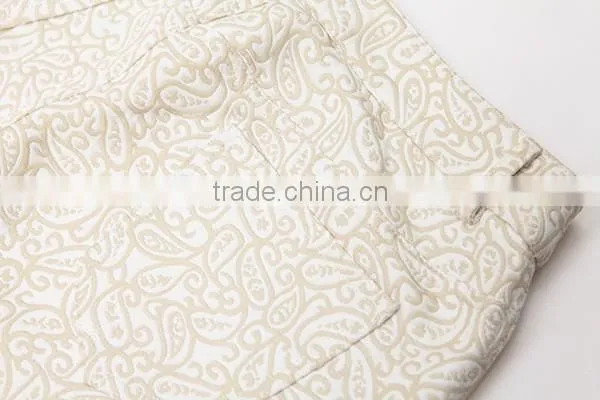 High Quality 100% Cotton Jacquard Fabric Womens New Fashion Trousers photo-5