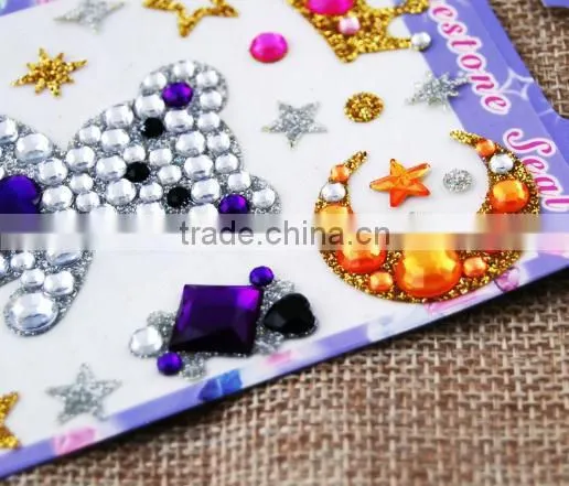 Peace/Emoji/Star Wholesale High Quality Acrylic Crystal Bling Gem Stickers For Mobile Phone photo-3