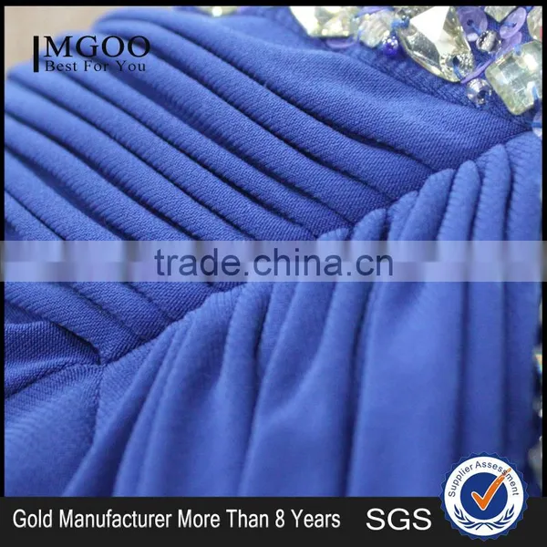 MGOO Cheap Evening Dress OEM Services Navy Blue One Shoulder Crystal Beaded Women Dress Party Cocktail Dress photo-3