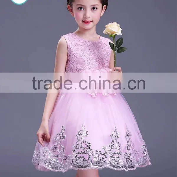 Cheap Vietnam Girls Fancy Dress Pink Princess Party Dresses Flower Shining Performance Girls Fluffy Dress photo-3