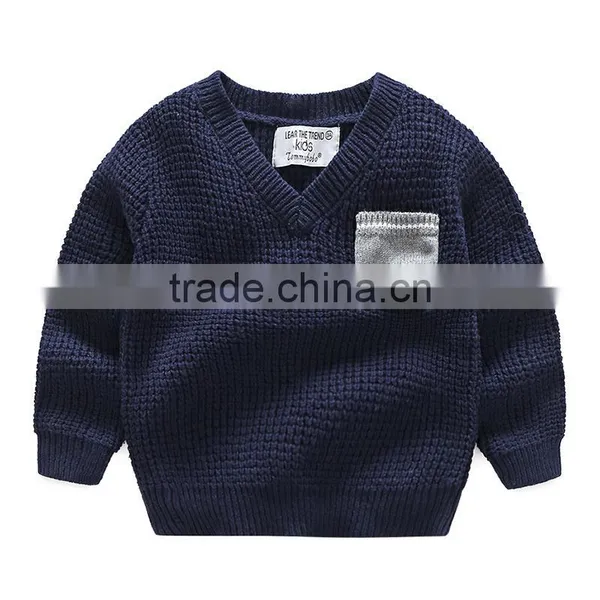 S33470W New Boy Sweaters Cotton Top Warm Knitted V-neck Sweater photo-2