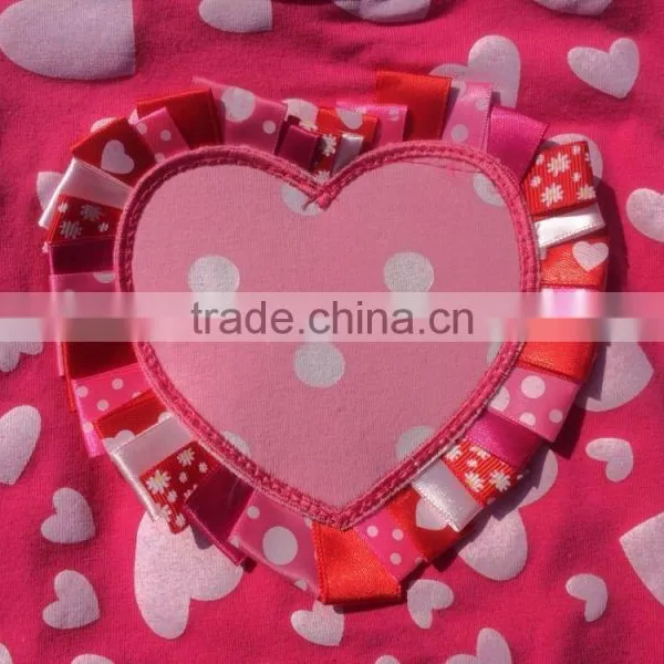 2015 New Baby Girls Ribbon Heart Hot Pink Valentine Dress photo-2