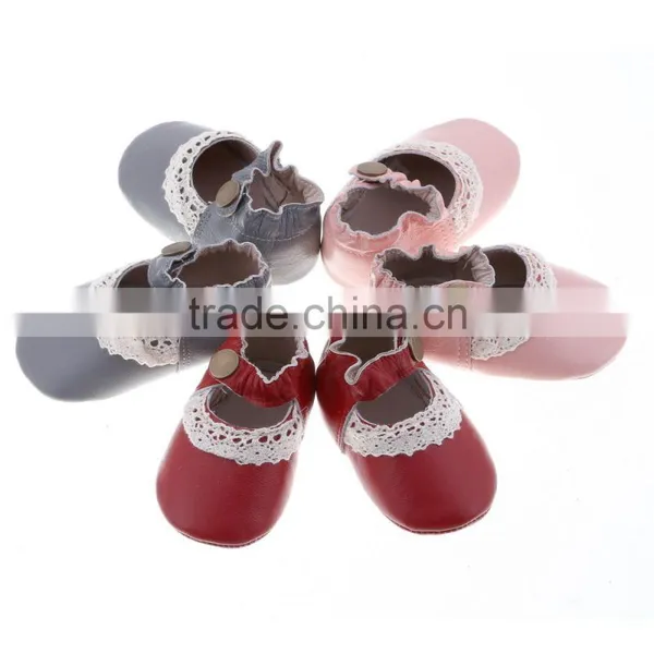 Lace Decoration Lovely Baby Girl Moccs, Leather Baby Girl Leather Moccasins photo-4