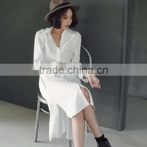 100%Linen Women's Long Button Shirts photo-6