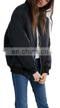 Factory OEM Smooth Nylon Padding Women Bomber Jacket photo-5