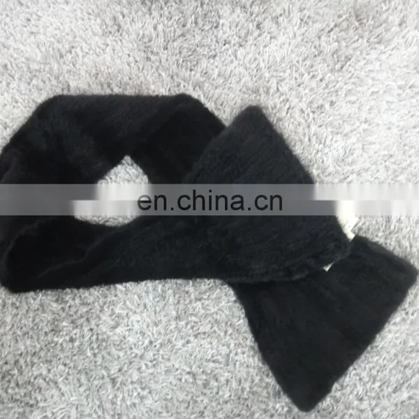 Knitted Black Mink Long Scarf Shawl Mink Stole European Style photo-3