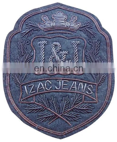 Hand Embroidered Bullion Blazer Wire Bullion Badges I & J