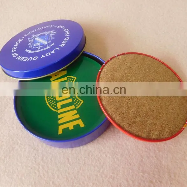 Custom Printing Logo Round Tin Coaster With Cork Back photo-4