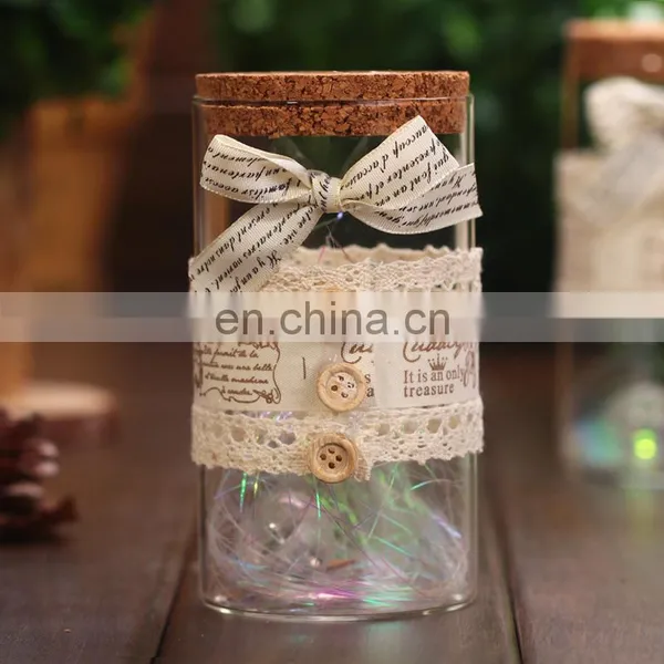 New Arrived Lace Button Bow-knot Wishing Bottle With Led Light Lucky Bottle Cork photo-3