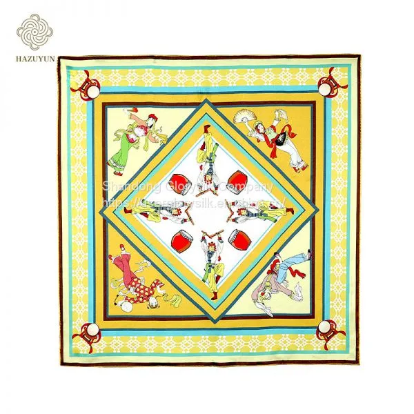 Customized Own Art Design Pure Silk Print Headwear 100% Viscose Polyester Silk Feel Scarf for Square photo-3