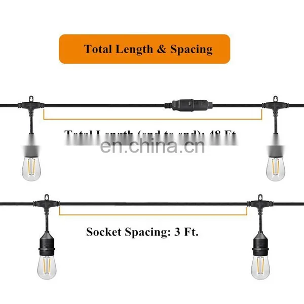 Outdoor LED Commercial String Light With Vintage Edison S14 LED Bulbs for Holiday Garden Patio Christmas Use photo-2