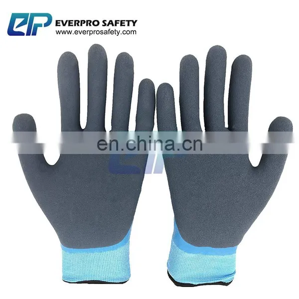 Thermal Waterproof Nylon Acrylic Liner Latex Double Dipped Sandy Coated Working Glove Winter photo-4
