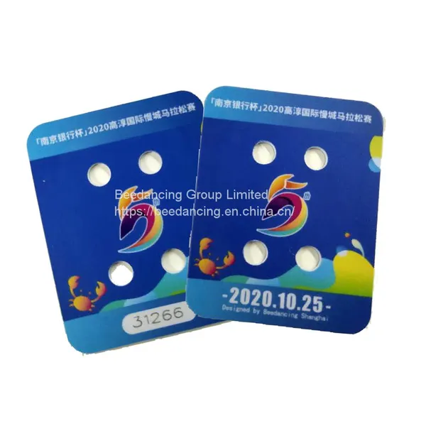 Custom Logo Printed 4 Holes Shoe Tag for Marathon Race Chip Timing photo-4