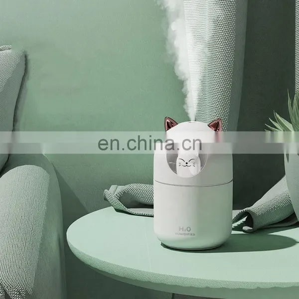 2021 Cute Cat New Design Cool Mist Humidifier 300ml Water With Led Lights photo-3